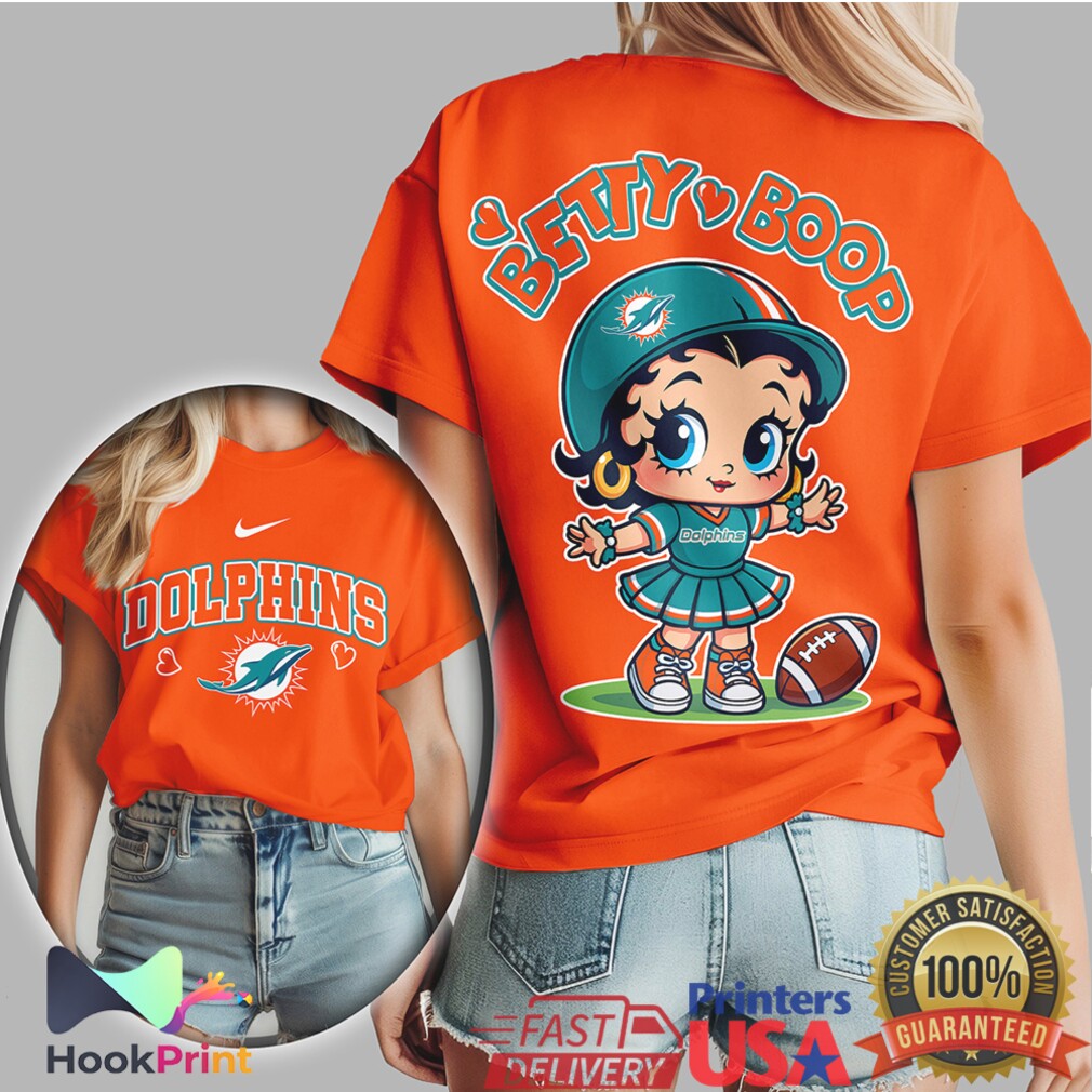 Miami Dolphins Betty Boop Graphic NFL Fan Cheerleader T Shirt Miami Dolphins Betty Boop Graphic NFL Fan Cheerleader T Shirt