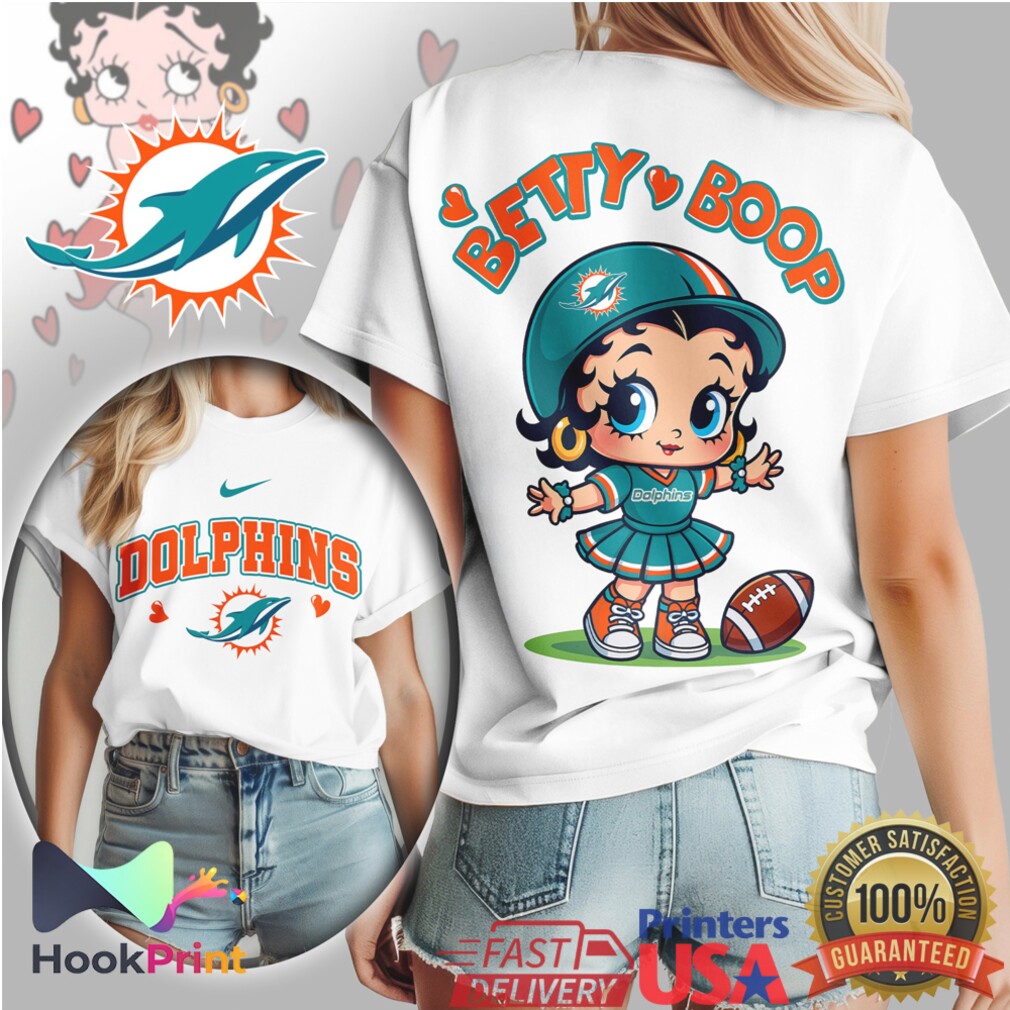 Miami Dolphins Betty Boop Graphic NFL Fan Cheerleader T Shirt Miami Dolphins Betty Boop Graphic NFL Fan Cheerleader T Shirt