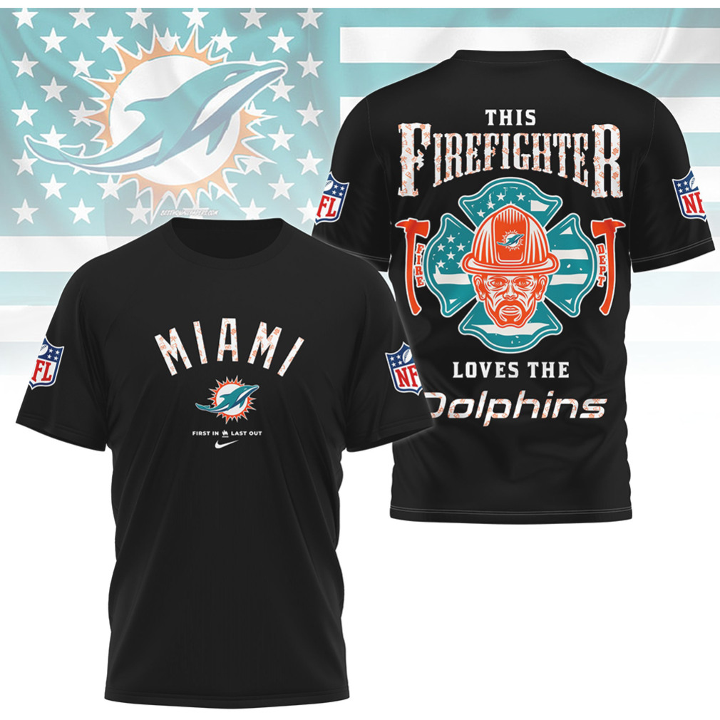 Miami Dolphins Firefighter Aqua & Orange NFL First Responder Hero Football Graphic T Shirt Miami Dolphins Firefighter Aqua & Orange NFL First Responder Hero Football Graphic T Shirt