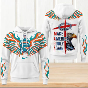 Miami Dolphins MAGA Make America Godly Again Aqua Flame Christian Patriot Hoodie