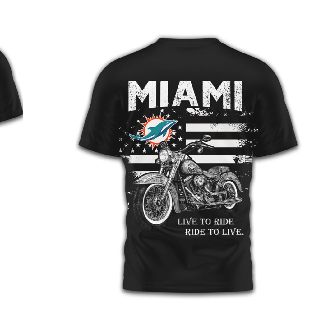 Miami Dolphins Motorcycle Enthusiast Ride to Live Black Aqua Orange Fan T Shirt Miami Dolphins Motorcycle Enthusiast Ride to Live Black Aqua Orange Fan T Shirt