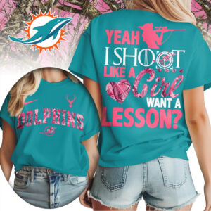 Miami Dolphins Shoot Like a Girl Pink Camo Hunting NFL Football T Shirt