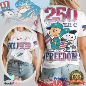 Miami Dolphins Snoopy 250 Year Of Freedom 4th of July Sports T Shirt