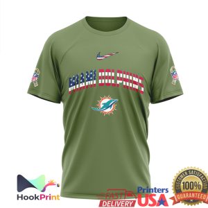 Miami Dolphins Snoopy 250th Anniversary USA Military Green T Shirt