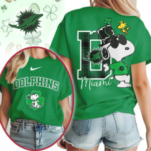 Miami Dolphins Snoopy St. Patrick's Day Green Team Spirit NFL Football T Shirt
