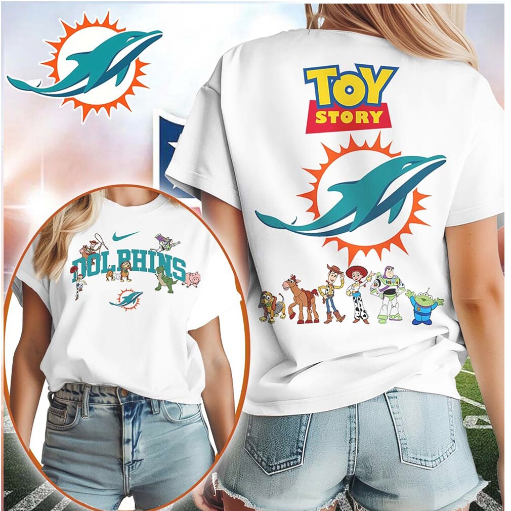Miami Dolphins Toy Story Tropical Friends NFL White Shirt Miami Dolphins Toy Story Tropical Friends NFL White Shirt