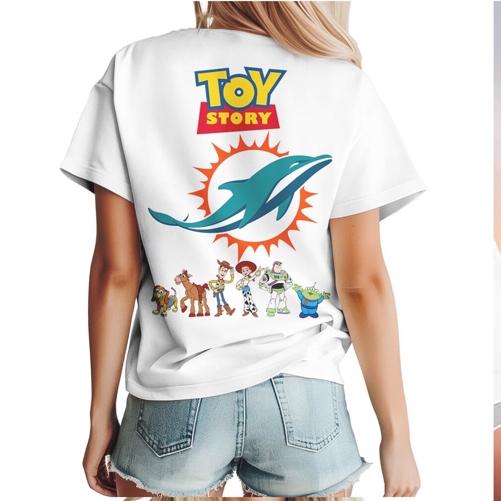 Miami Dolphins Toy Story Tropical Friends NFL White Shirt Miami Dolphins Toy Story Tropical Friends NFL White Shirt