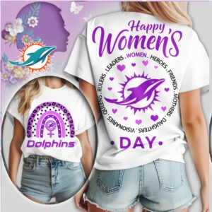 Miami Dolphins Womens Day Football Fan Gift Rainbow Shirt
