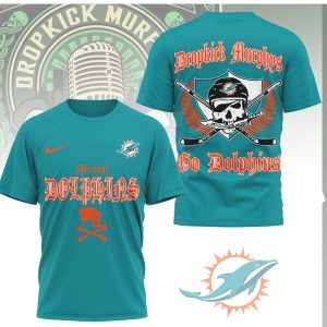 Miami Dolphins x Dropkick Murphys Go Dolphins Skull Crossbones T Shirt