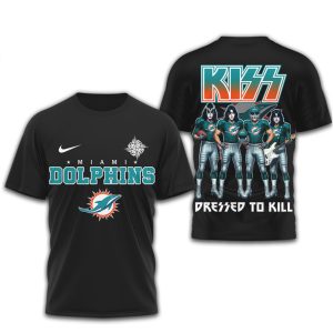 Miami Dolphins x KISS Band Mashup Dressed To Kill Sports T Shirt