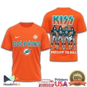 Miami Dolphins x KISS Rock Band Dressed To Kill T Shirt Miami Dolphins x KISS Rock Band Dressed To Kill T Shirt
