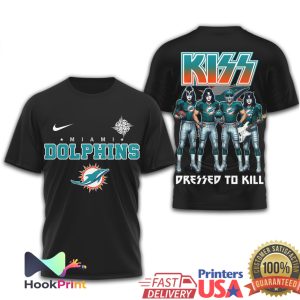Miami Dolphins x KISS Rock Band Dressed To Kill T Shirt