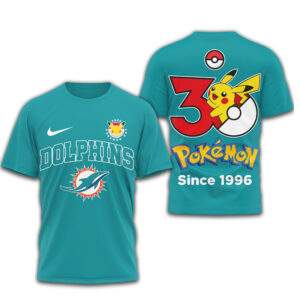 Miami Dolphins x Pokemon Pikachu 30th Anniversary Limited Edition Graphic T Shirt
