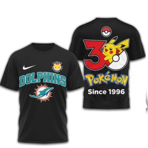 Miami Dolphins x Pokemon Pikachu 30th Anniversary Limited Edition Graphic T Shirt