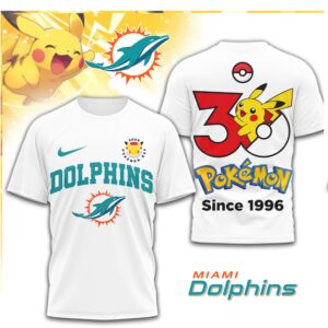 Miami Dolphins x Pokemon Pikachu 30th Anniversary T Shirt Miami Dolphins x Pokemon Pikachu 30th Anniversary T Shirt