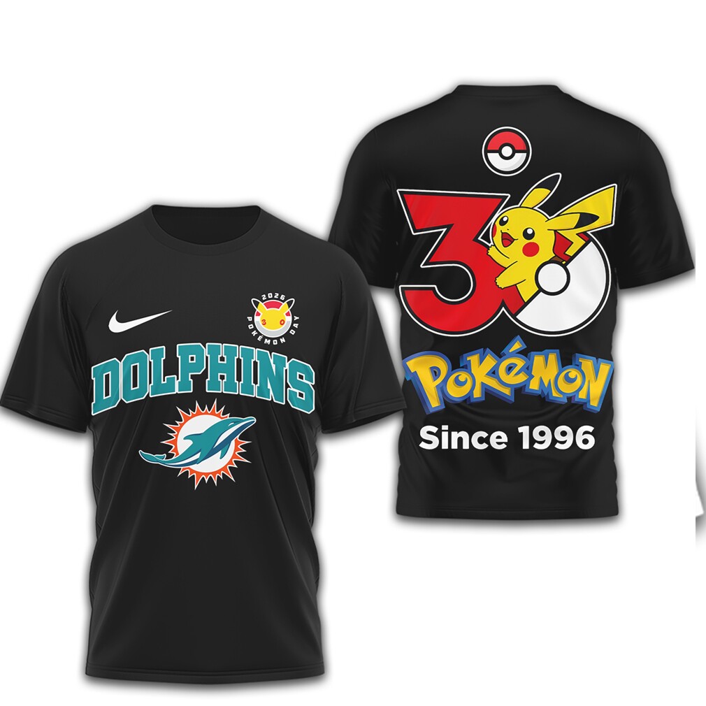 Miami Dolphins x Pokemon Pikachu 30th Anniversary T Shirt Miami Dolphins x Pokemon Pikachu 30th Anniversary T Shirt