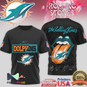 Miami Dolphins x The Rolling Stones Signature Rock Band Graphic T Shirt