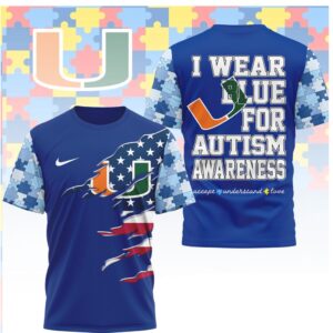 Miami Hurricanes I Wear Blue for Autism Awareness T Shirt