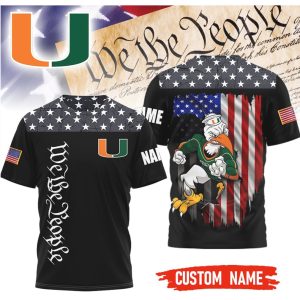 Miami Hurricanes Personalized We The People American Flag Pride T Shirt