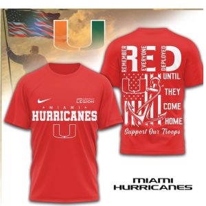 Miami Hurricanes R.E.D. Support Our Troops Patriotic Anchor Red T Shirt