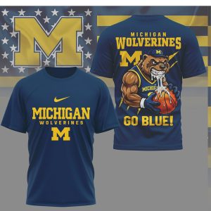 Michigan Wolverines Basketball Go Blue Wolverine Mascot T Shirt