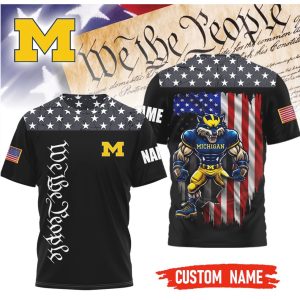 Michigan Wolverines Custom Name We The People Patriotic Graphic T Shirt