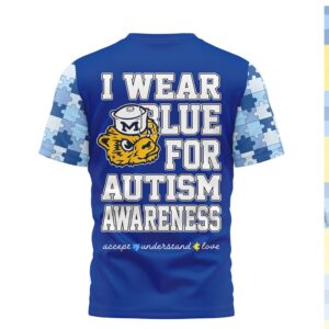 Michigan Wolverines I Wear Blue For Autism Awareness T Shirt