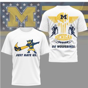 Michigan Wolverines Just Hate Us Dabbing Mascot & Skull Graphic T Shirt