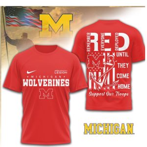 Michigan Wolverines R.E.D. Support Our Troops Navy Anchor T Shirt