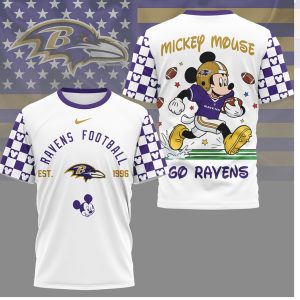 Mickey Mouse Baltimore Ravens Football Est 1996 Purple Gold T Shirt