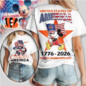 Mickey Mouse Cincinnati Bengals United States 250th Anniversary 1776 2026 T Shirt