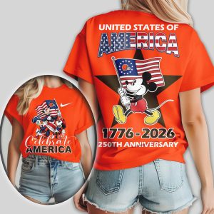 Mickey Mouse Cleveland Browns 250th Anniversary Celebrate America Football T Shirt