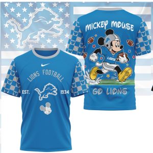 Mickey Mouse Detroit Lions Football Vintage Est 1934 Go Lions T Shirt