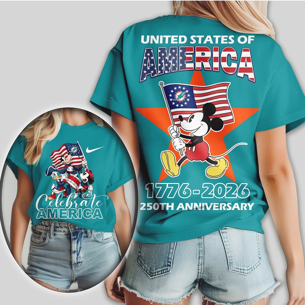 Mickey Mouse Miami Dolphins United States 250th Anniversary 1776 2026 T Shirt Mickey Mouse Miami Dolphins United States 250th Anniversary 1776 2026 T Shirt