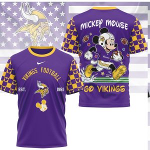 Mickey Mouse Minnesota Vikings Football Est 1961 Skol NFL Shirt