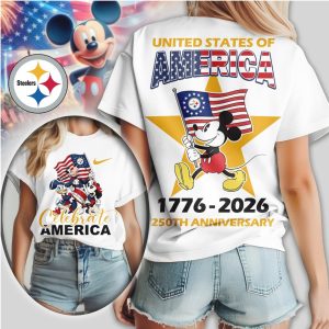 Mickey Mouse Pittsburgh Steelers United States 250th Anniversary Celebrate America T Shirt
