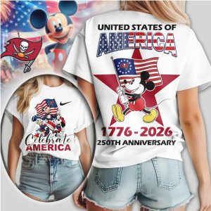 Mickey Mouse Tampa Bay Buccaneers 250th Anniversary US Flag Football T Shirt