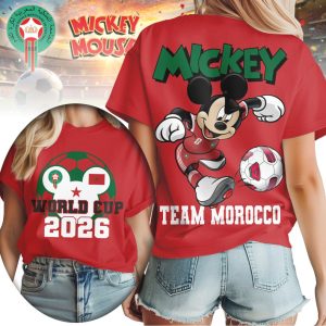 Mickey Mouse Team Morocco Soccer World Cup 2026 Football T Shirt