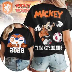 Mickey Mouse Team Netherlands Orange Soccer World Cup 2026 T Shirt