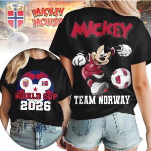 Mickey Mouse Team Norway Soccer Fan World Cup 2026 T Shirt
