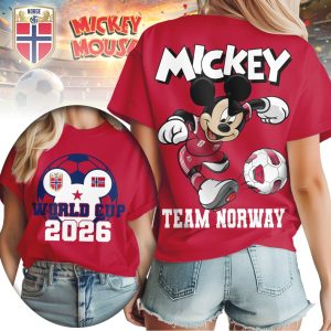Mickey Mouse Team Norway Soccer Fan World Cup 2026 T Shirt