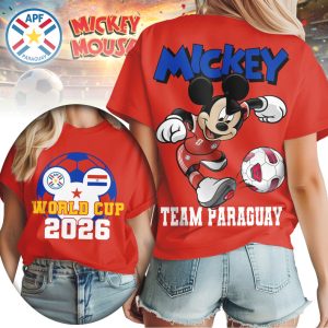 Mickey Mouse Team Paraguay Soccer World Cup 2026 Commemorative T Shirt