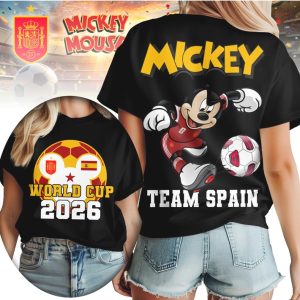 Mickey Mouse Team Spain Soccer World Cup 2026 Footbal T Shirt