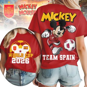 Mickey Mouse Team Spain Soccer World Cup 2026 Footbal T Shirt
