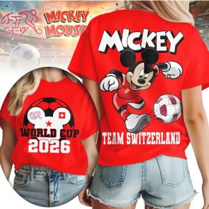 Mickey Mouse Team Switzerland Soccer Fan 2026 World Cup Design T Shirt