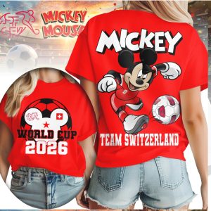 Mickey Mouse Team Switzerland World Cup 2026 Soccer T Shirt