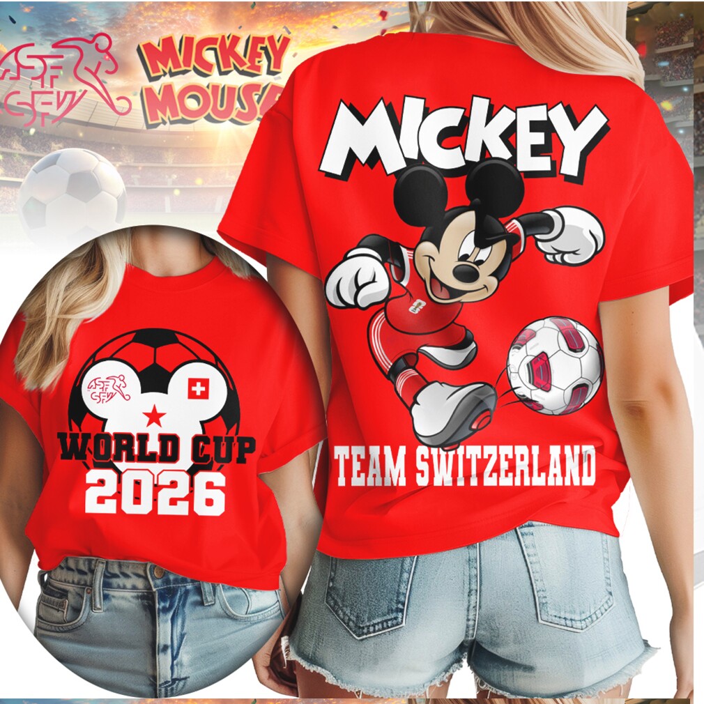 Mickey Mouse Team Switzerland World Cup 2026 Soccer T Shirt Mickey Mouse Team Switzerland World Cup 2026 Soccer T Shirt