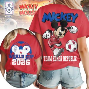 Mickey Mouse World Cup 2026 South Korea Soccer Team T Shirt