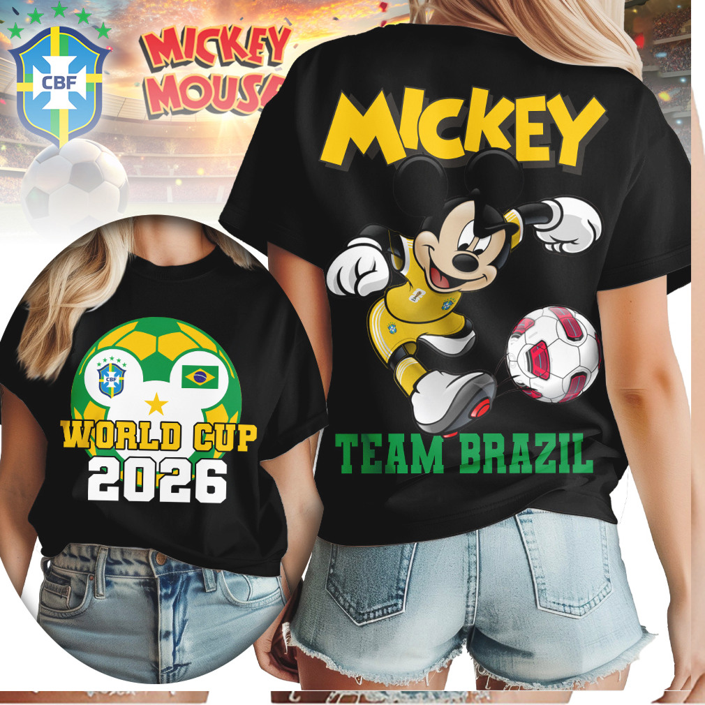 Mickey Mouse World Cup 2026 Team Brazil Football Fan Shirt Mickey Mouse World Cup 2026 Team Brazil Football Fan Shirt