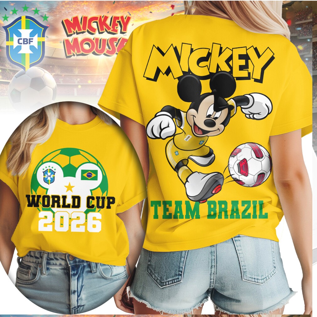 Mickey Mouse World Cup 2026 Team Brazil Football Fan Shirt Mickey Mouse World Cup 2026 Team Brazil Football Fan Shirt